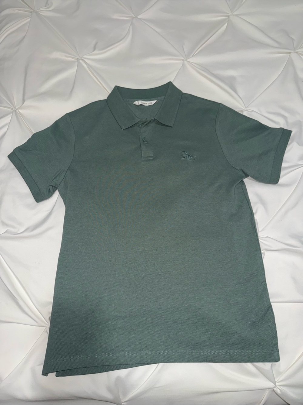 MNG Boys Short-Sleeve Polo Shirt in Sage Green